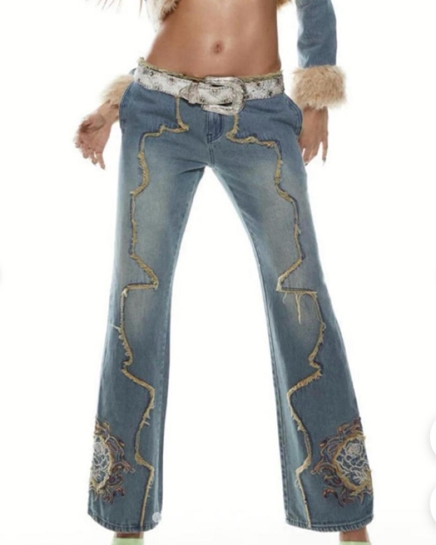 Jaded London Low Waist Crop Denim Set by Jaded London - Pickle