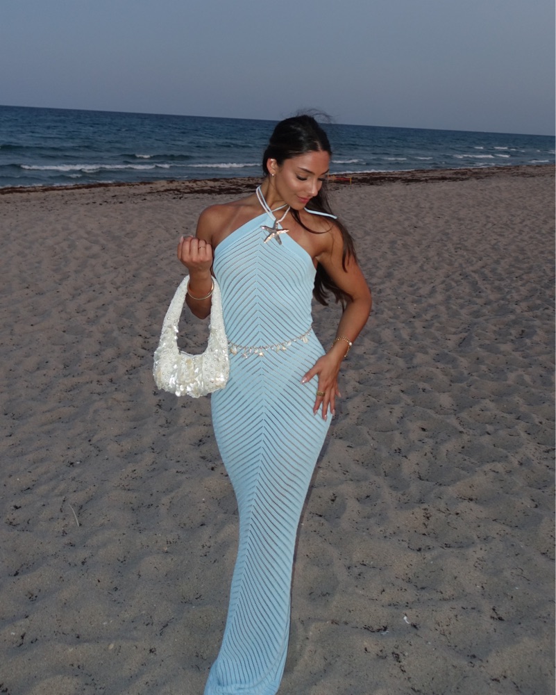 【新品未使用】murral ｜ Water mirror knit dress Murci Remy Knitted Maxi Dress by Murci - Pickle