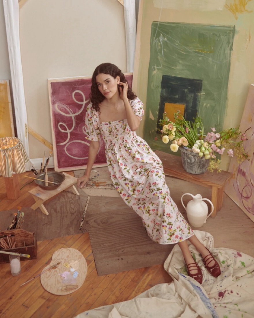 Hill house maxi floral dress by Hill House Home - Pickle