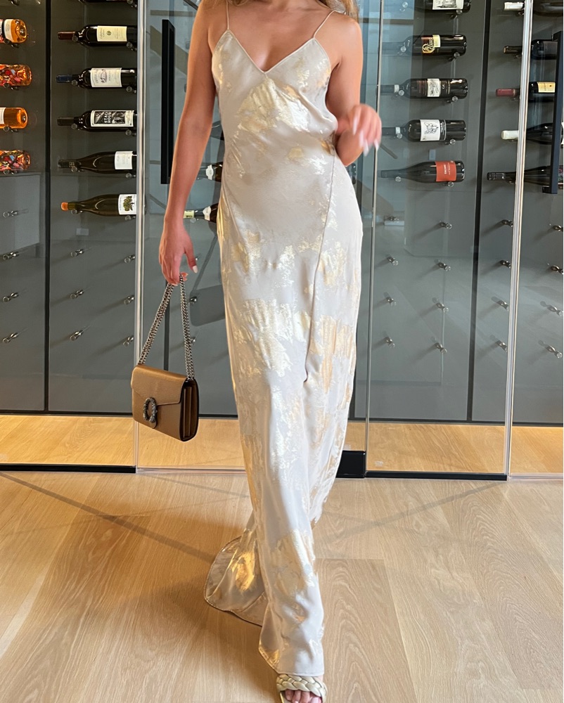 Zara Beige Foil Print Backless Dress by Zara - Pickle