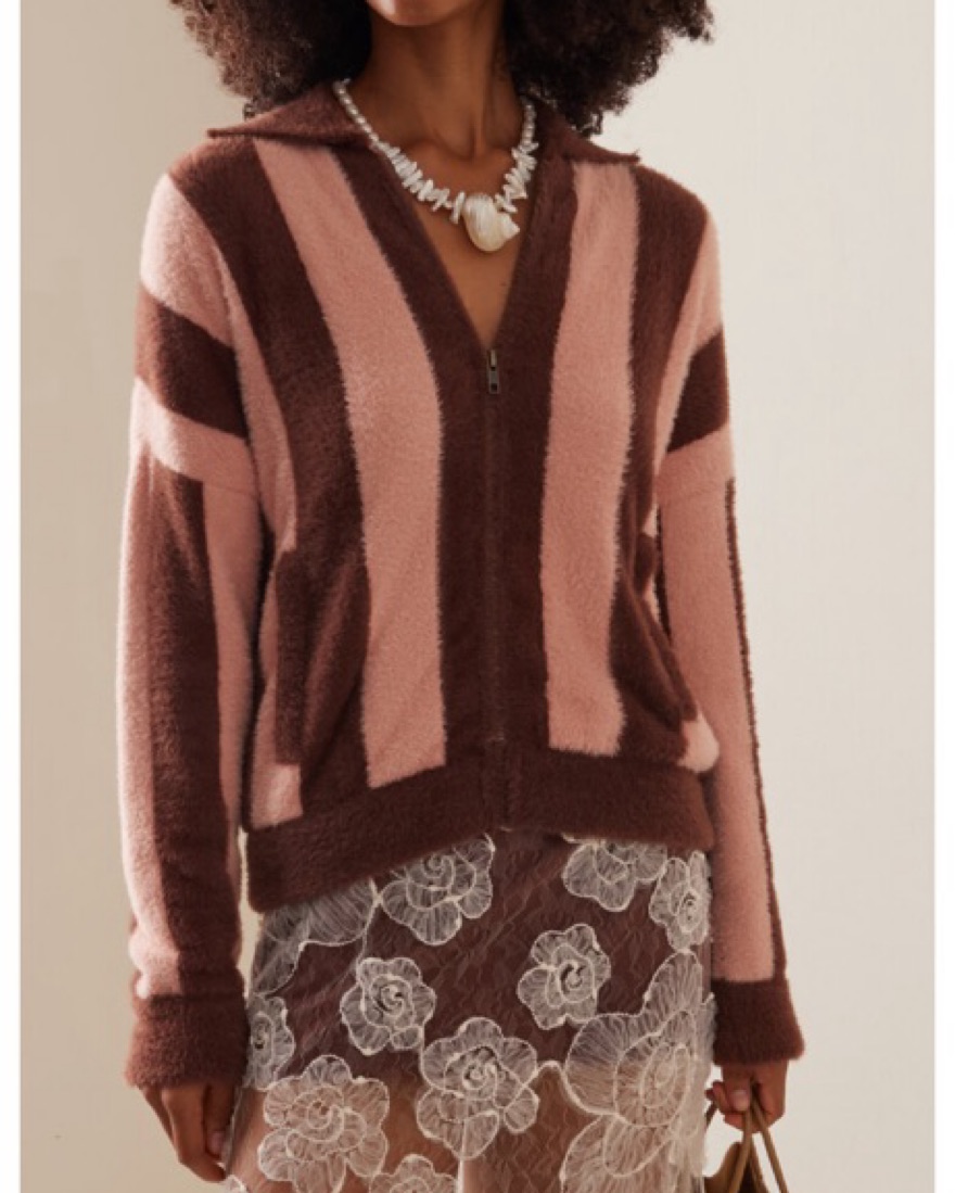 Siedrés Lenn Striped Knit Jacket by Siedres - Pickle