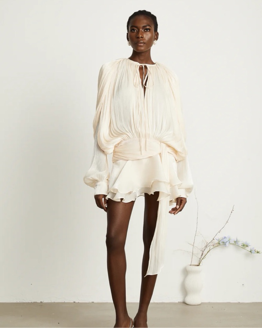 miss rosier minidress ワンピース Miss Rosier Pleated Ruffle Mini Dress by Miss Rosier - Pickle