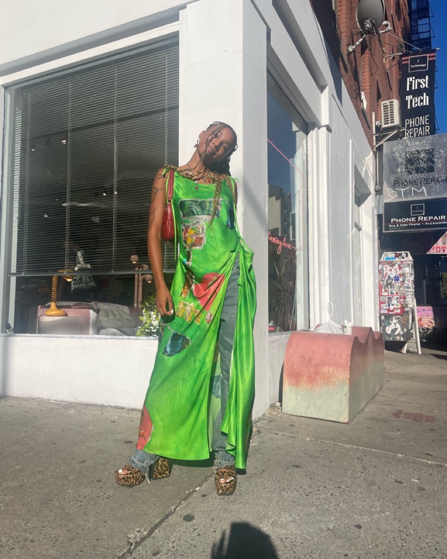 Acne Studios Green Silk Dayla Dress by Acne Studios - Pickle