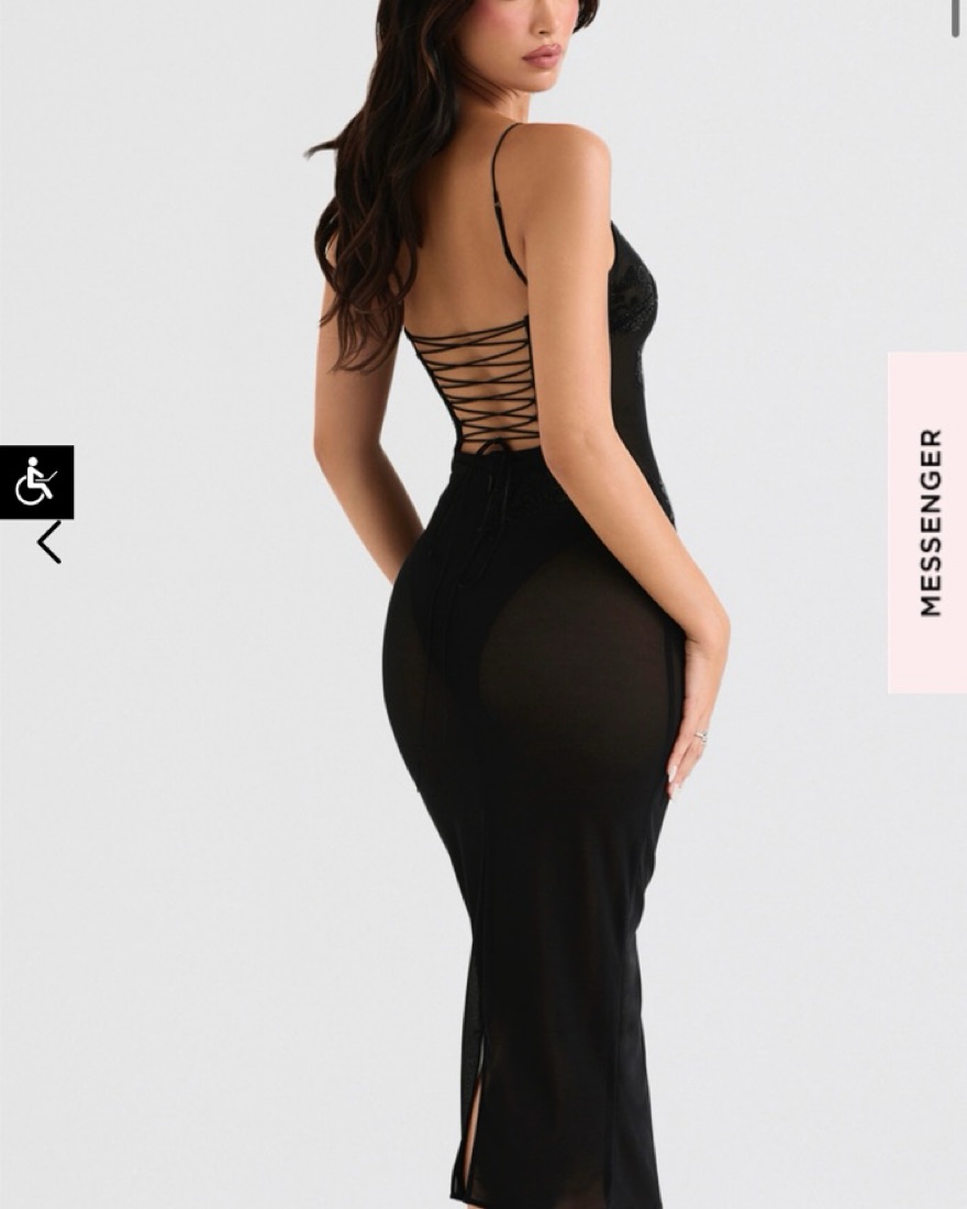 House Of CB Amirah Black Mesh Midi Dress by House of CB - Pickle