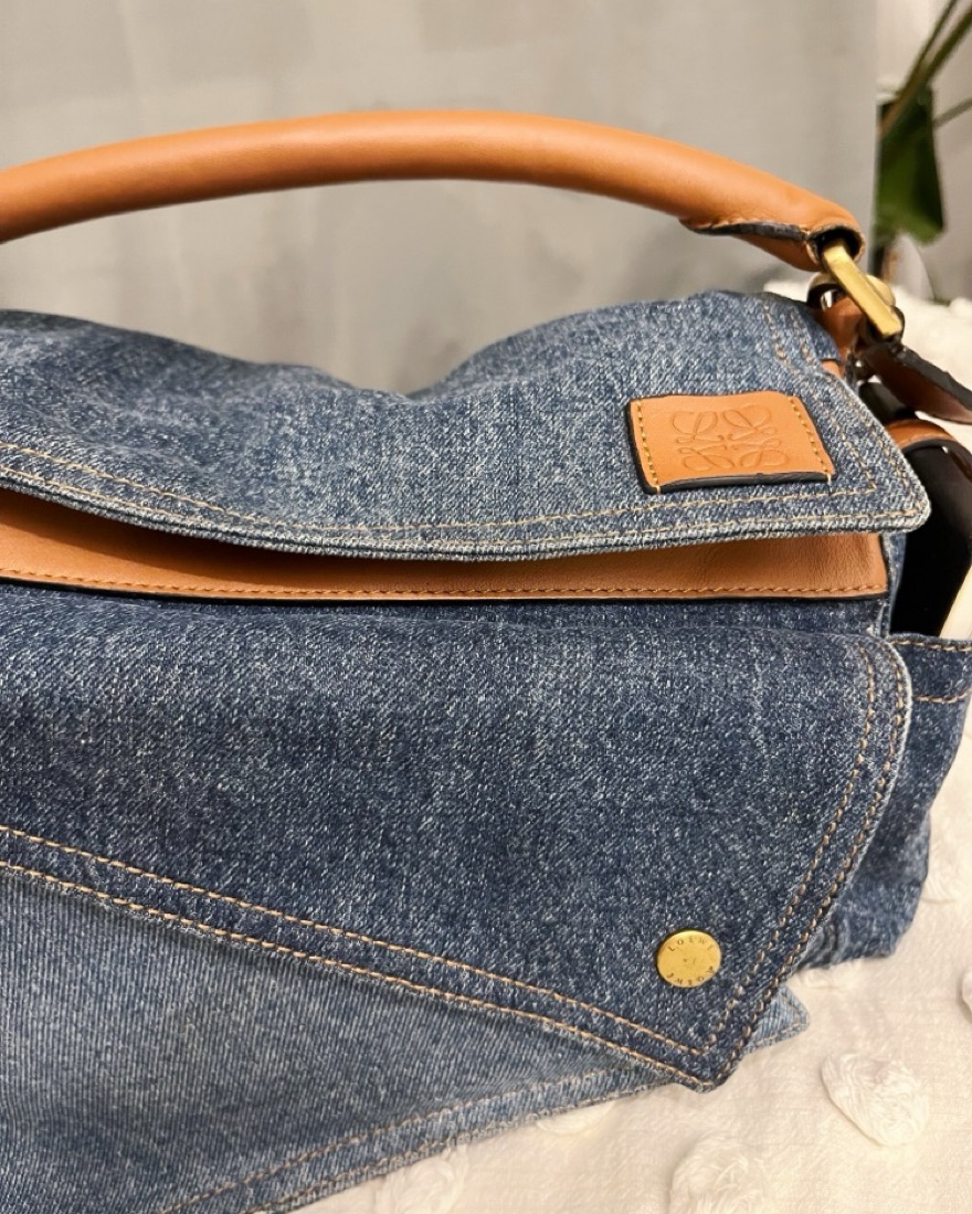 Loewe Puzzle Bag Patchwork Denim Leather by Loewe - Pickle