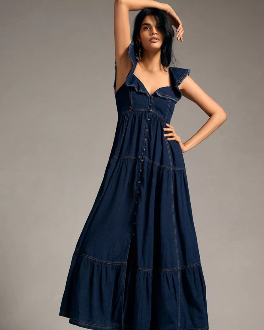 Denim Buttondown Dress - Xs by Anthropologie - Pickle