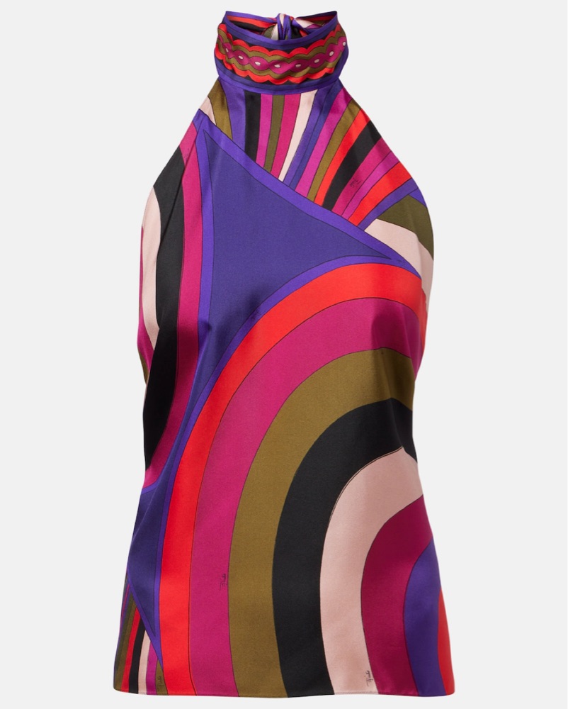 Pucci Open Back Silk Halter Top - Purple by Pucci - Pickle