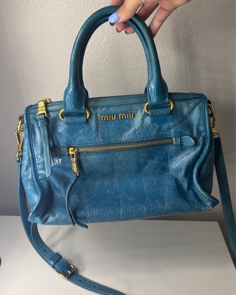 ショルダーバッグ miumiu vitello shine 2way bag Miu Miu Vitello Shine 2 Way Bag by Miu Miu - Pickle