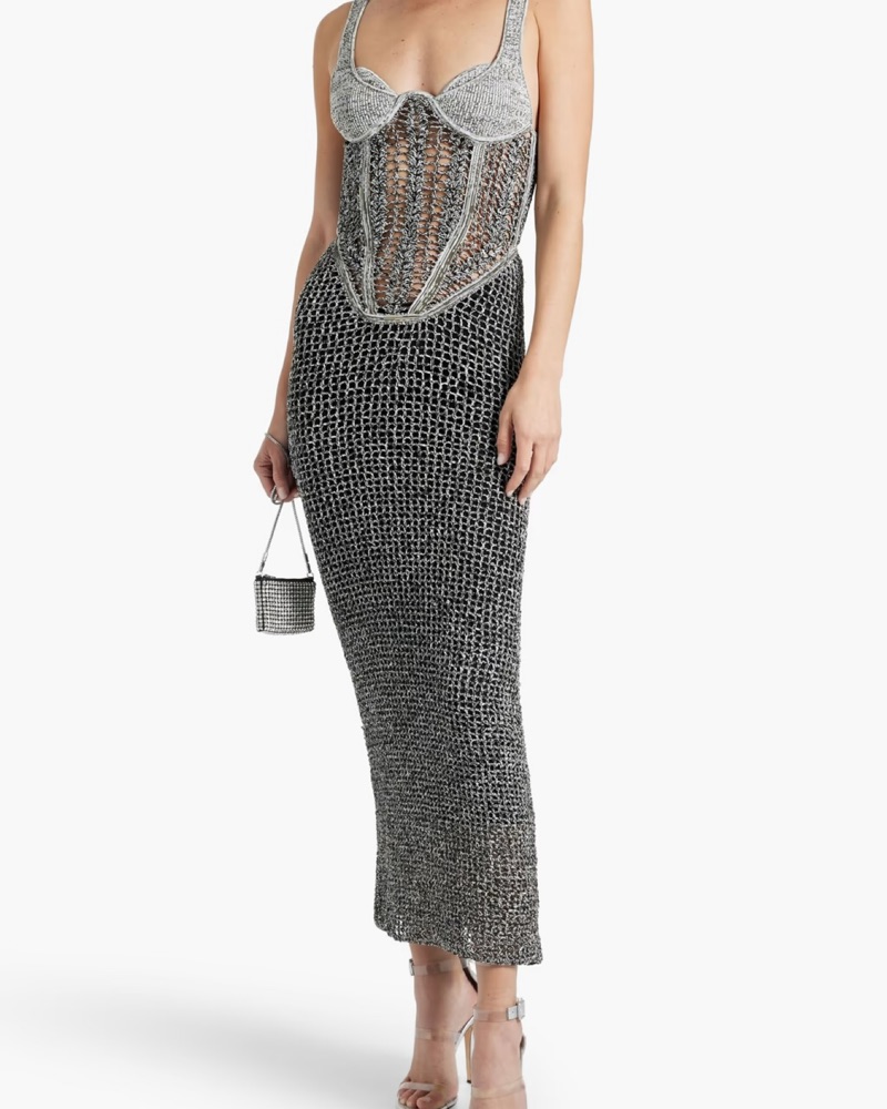 DION LEE Marled open-knit midi dress by Dion Lee - Pickle