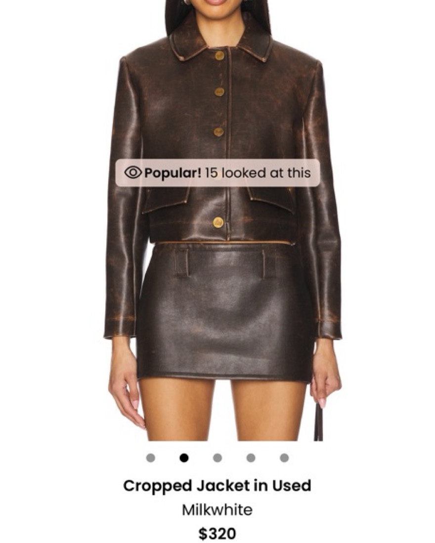 Cropped Leather Jacket in Distressed Brown by Milkwhite - Pickle