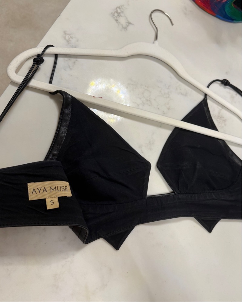 Aya Muse Black Faux Leather Top by Aya Muse - Pickle