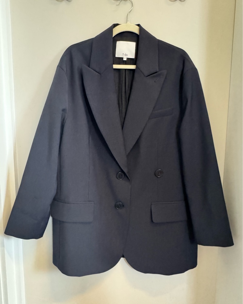 Tibi Tropical Wool Liam Blazer - Navy by Tibi - Pickle