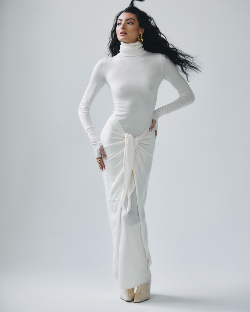 Helsa Tie Waist Knit Turtleneck Maxi by Helsa - Pickle