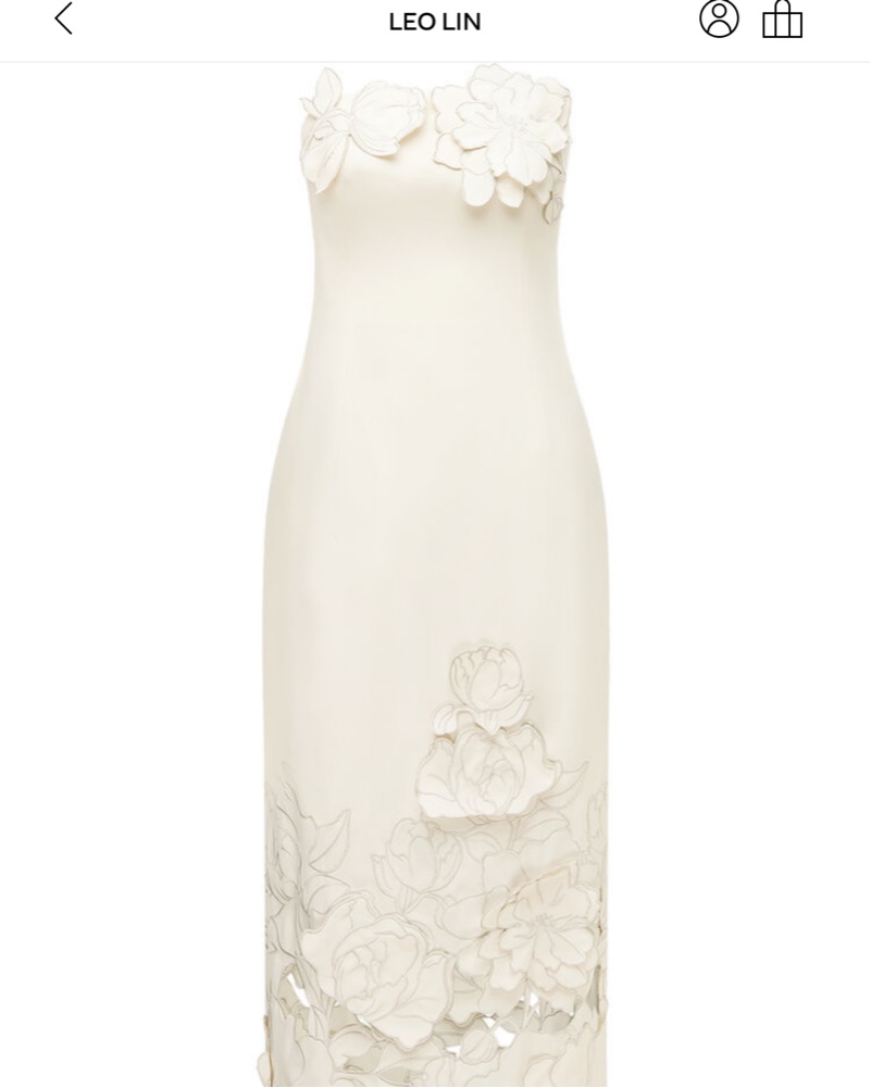 Leo lin Rayna Floral-Appliquéd Crepe by Leo Lin - Pickle