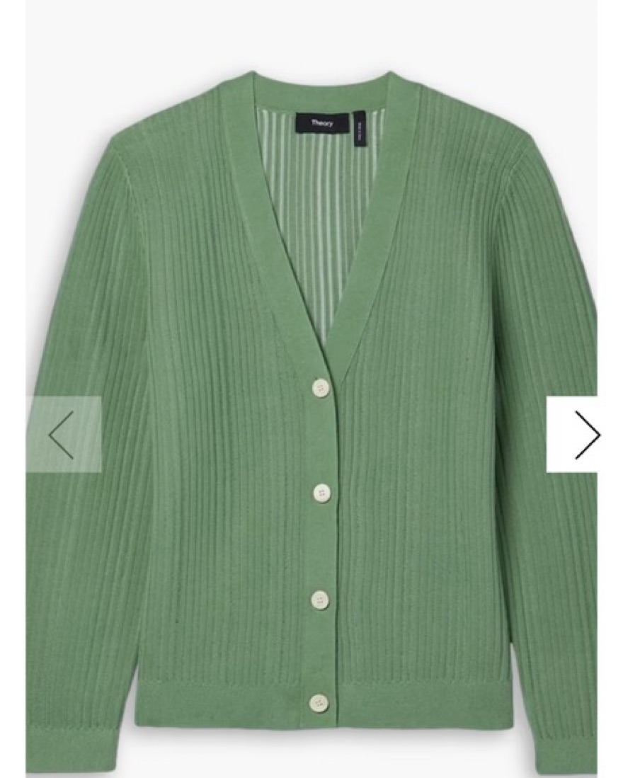 Theory カーキーニット Theory Cropped Ribbed Cardigan by Theory - Pickle