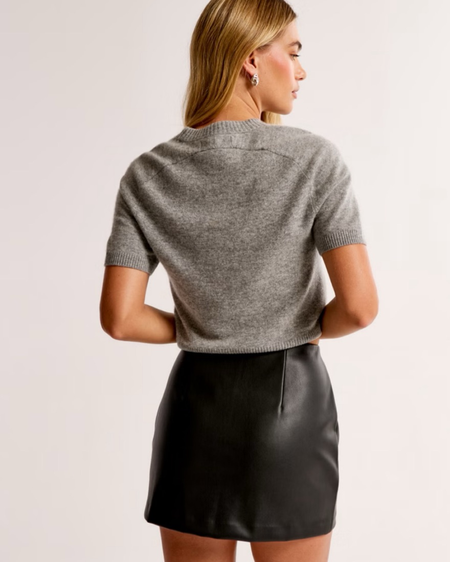 Scarlett Vegan Leather Mini Skort by Abercrombie and Fitch - Pickle