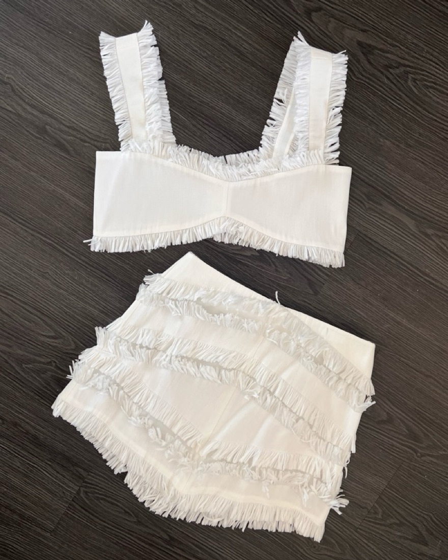 Alexis White Fringe Skirt Set by Alexis - Pickle