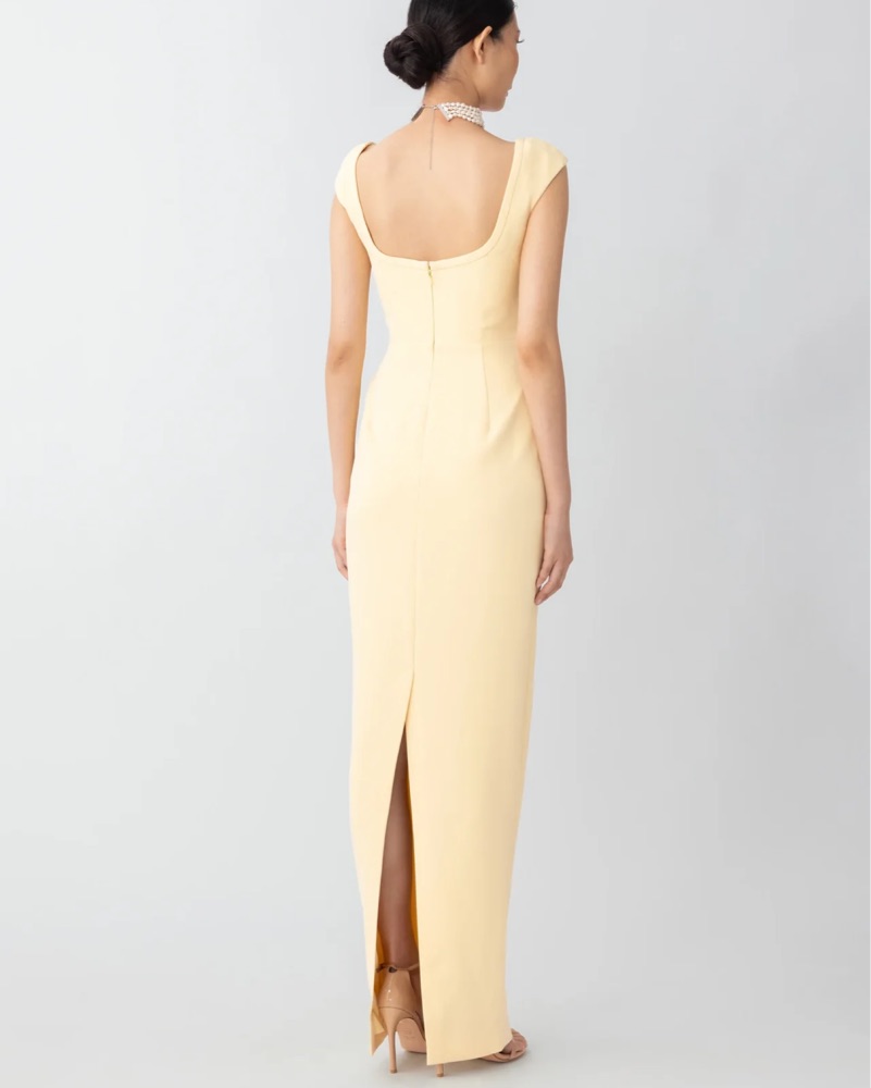 ゆ*ら様 house on the hill イエロー リブロンパース Sau Lee Brooke Gown In Butter Yellow by Sau Lee - Pickle