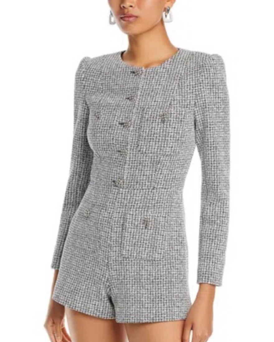 Alice + Olivia Gray Tweed Romper by Alice & Olivia - Pickle