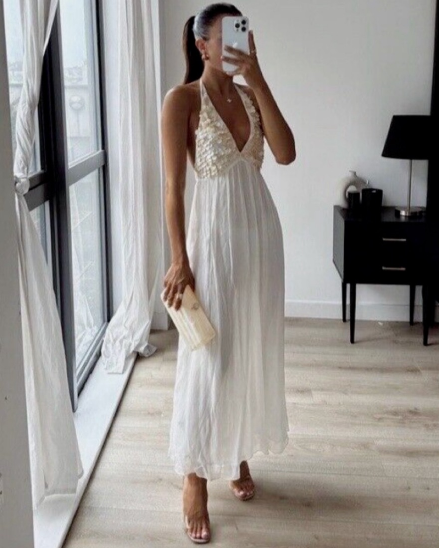 Seashell Halter Neck Maxi Dress by Zara - Pickle