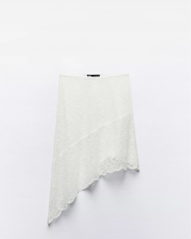 Asymmetrical White Lace Skirt by Zara - Pickle