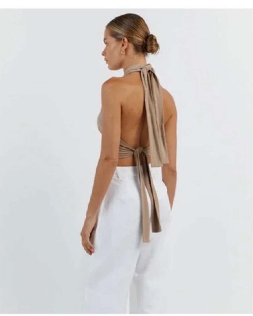 Dissh Amalfi Taupe Halter Crop Top by Dissh - Pickle