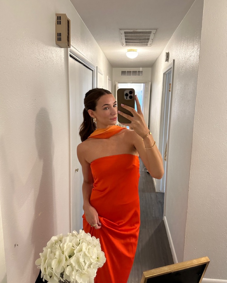 Orange Neck Scarf Dress by Peppermayo - Pickle