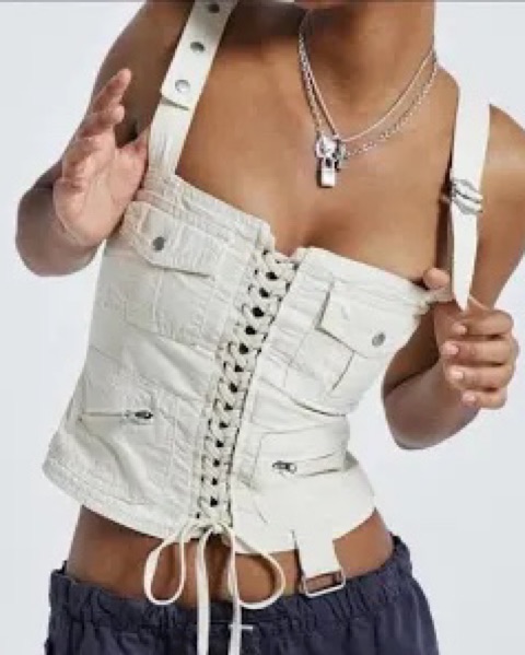 Ecru Cargo Corset by Jaded London - Pickle