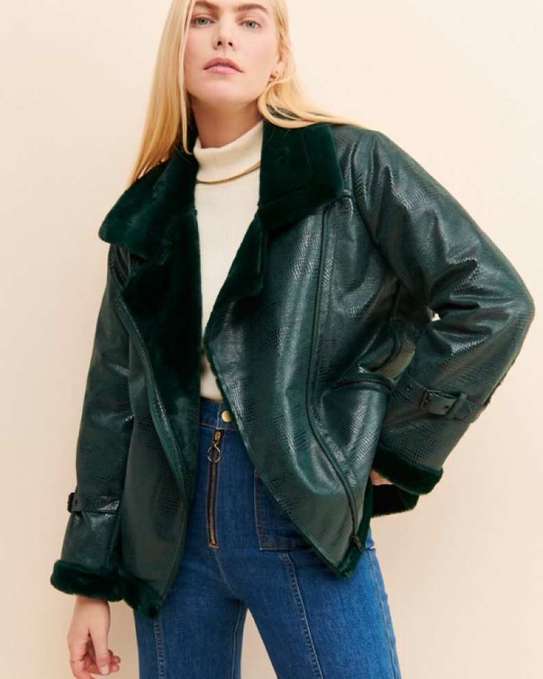 Rhys Sherpa Moto Jacket by Hutch - Pickle