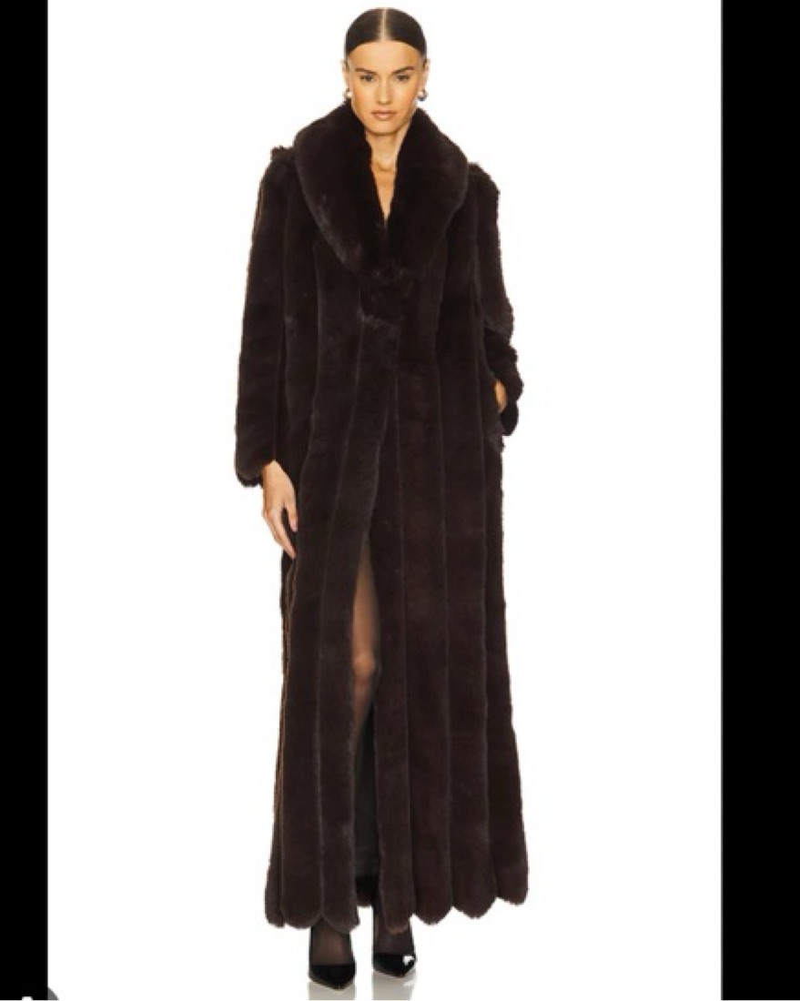 Revolve Luxurious Faux Fur Long Coat by LOBA - Pickle