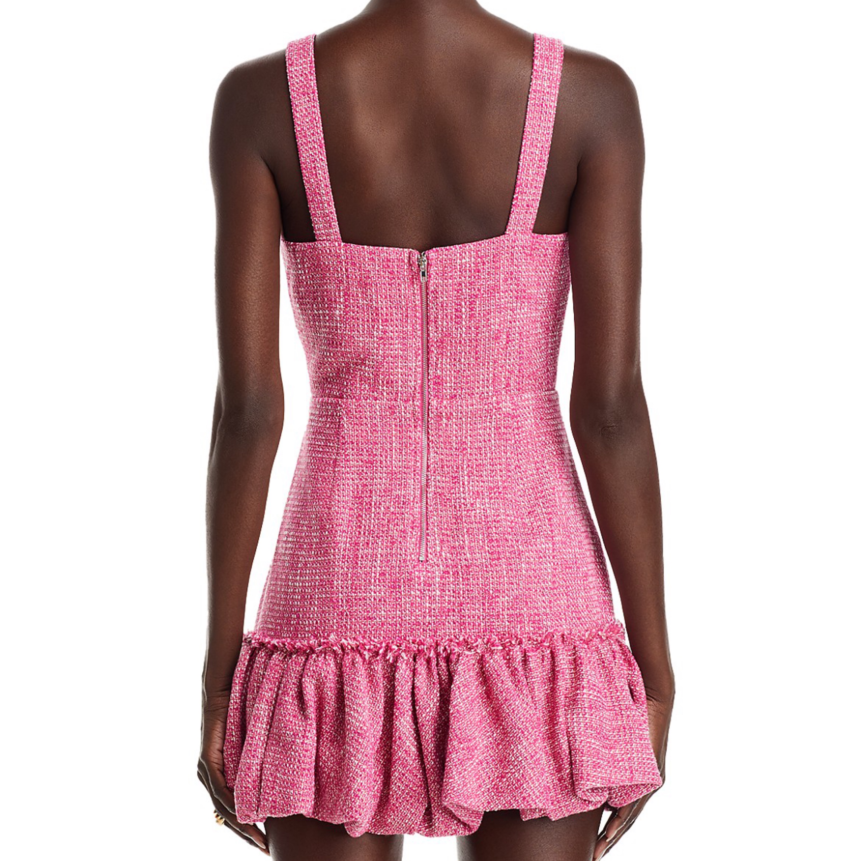 AQUA Pink Tweed Bubble Hem Mini Dress by Aqua - Pickle