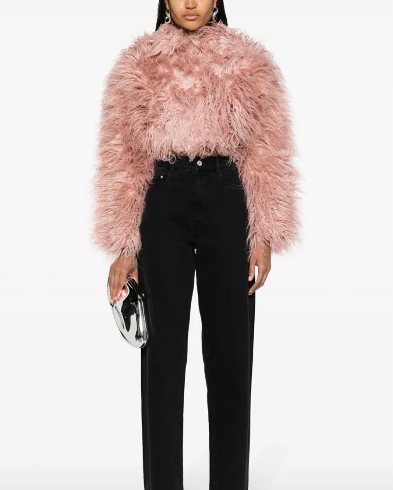 Cult Gaia - Adda Cropped Faux Fur Jacket by Cult Gaia - Pickle