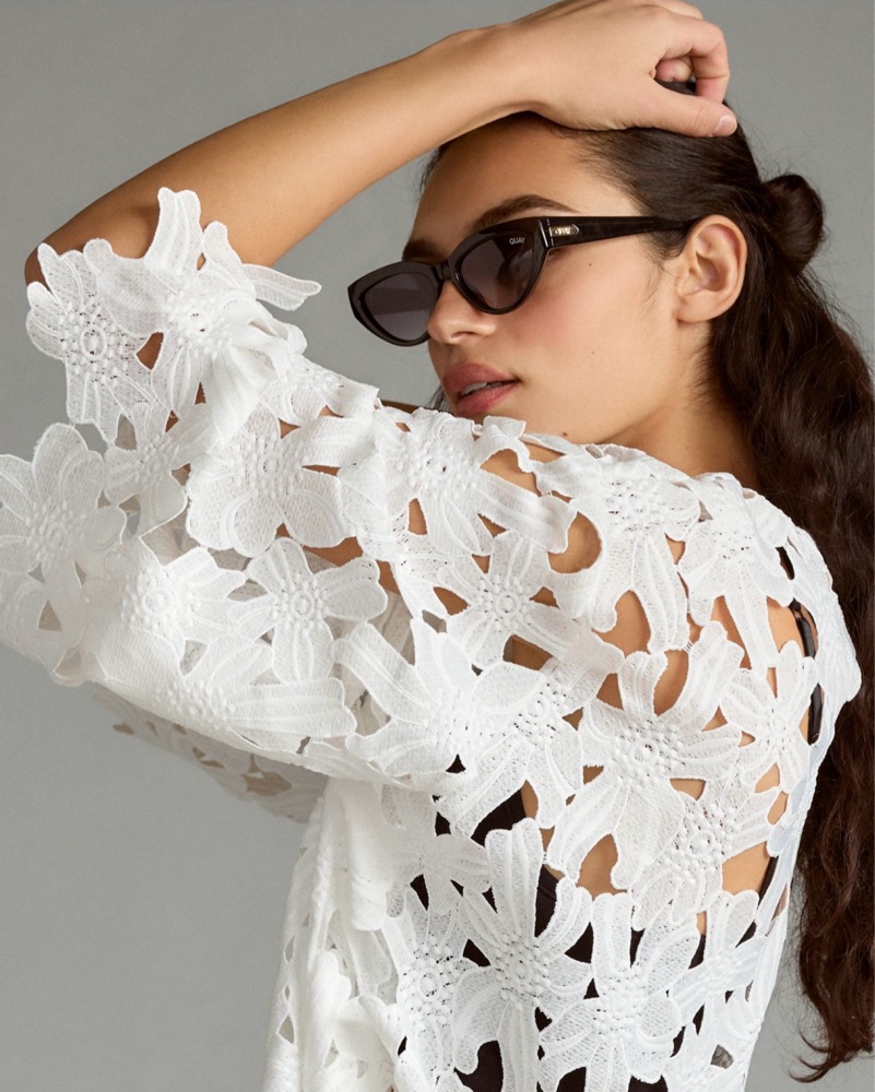 Elegant Crochet Lace Midi Dress by Anthropologie - Pickle