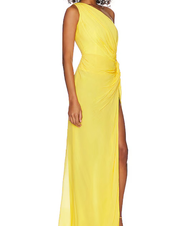 はなはな　LOHEN SHOULDER SLIT CUTSEW Orange High Slit Dress by Sau Lee - Pickle