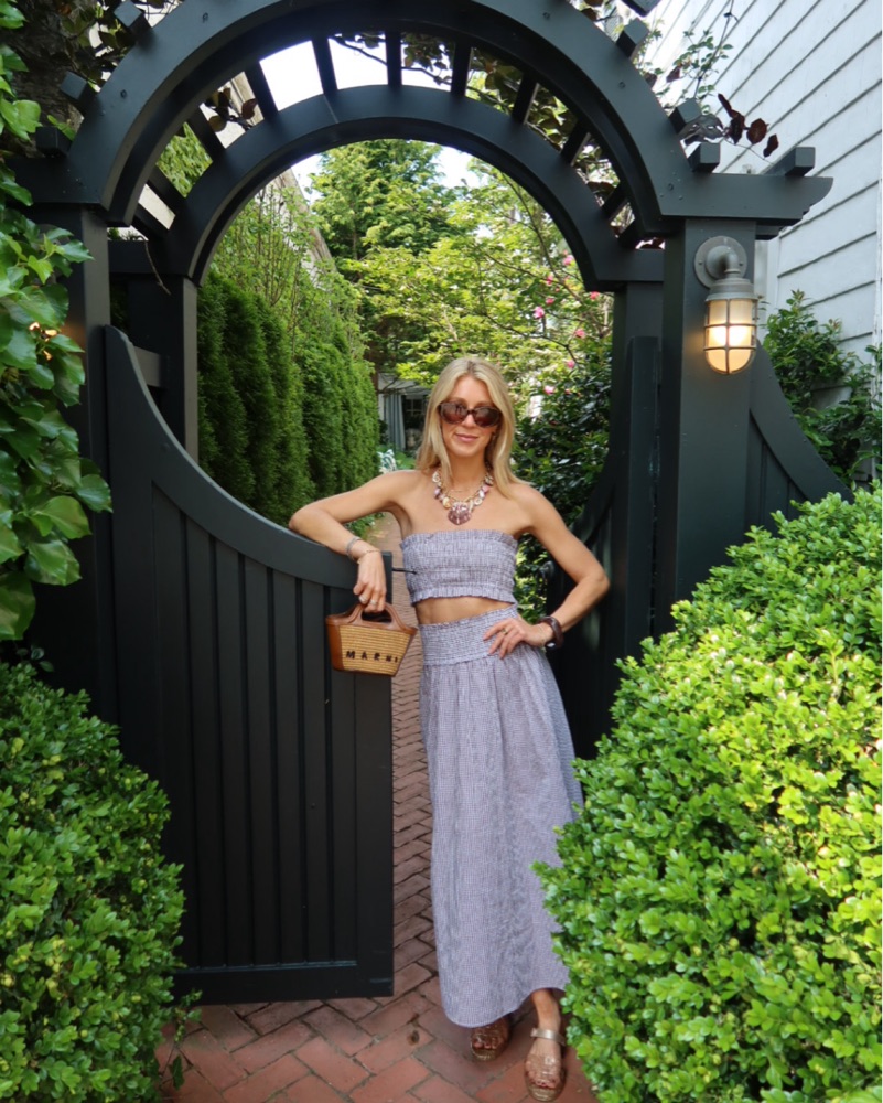 Hill House Gingham Crop Top and Pant Set by Hill House Home - Pickle