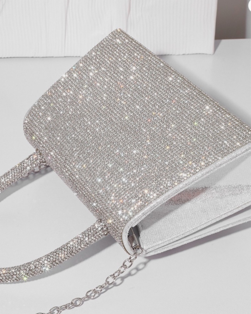 Rhinestone Evening Handbag With Bow by Luxe To Kill - Pickle