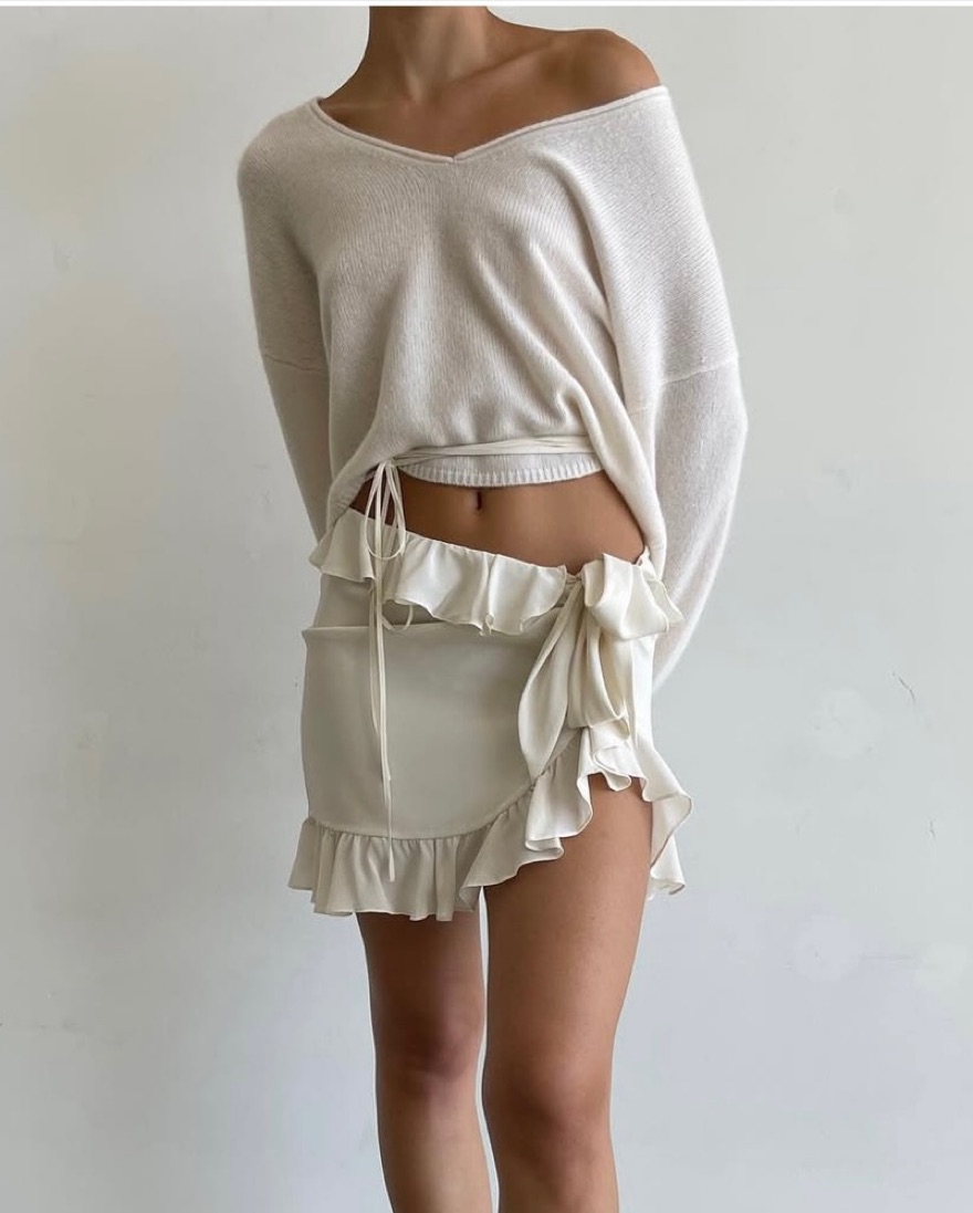 Orseund Iris Ruffle Wrap Tie Skirt by Orseund Iris - Pickle