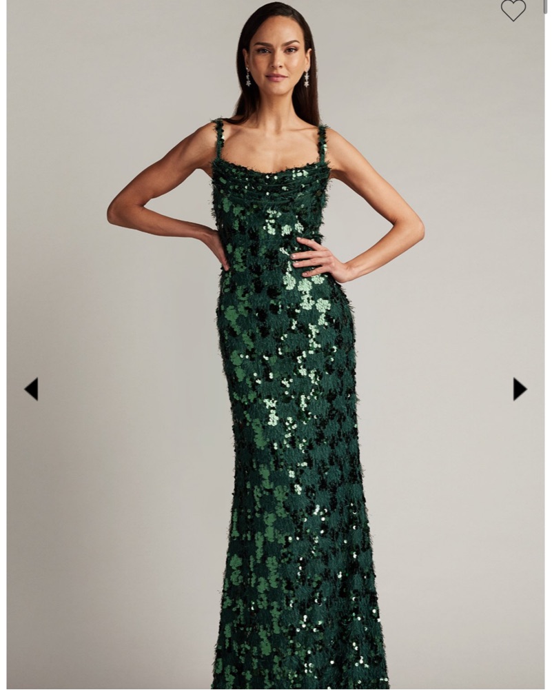 Tadashi Shoji Green Fringe Gown by Tadashi Shoji - Pickle