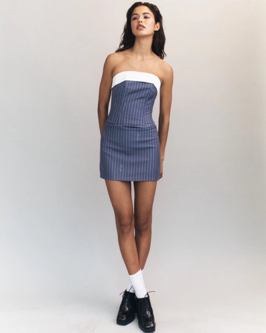 With Jéan Chloe Corset Dress Pinstripe by With Jean - Pickle