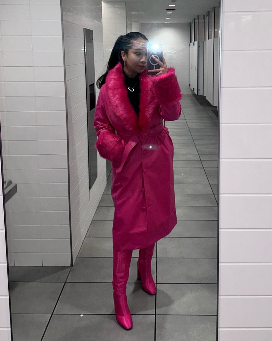 Willa Pink Vegan Fur Leather Coat by Finesse - Pickle