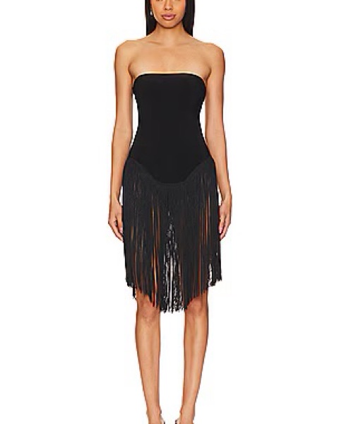 Norma Kamali - Fringe Bishop Dress by Norma Kamali - Pickle