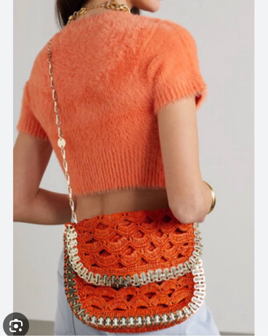 Paco Rabanne Orange Raffia Disk Bag by Paco Rabanne - Pickle