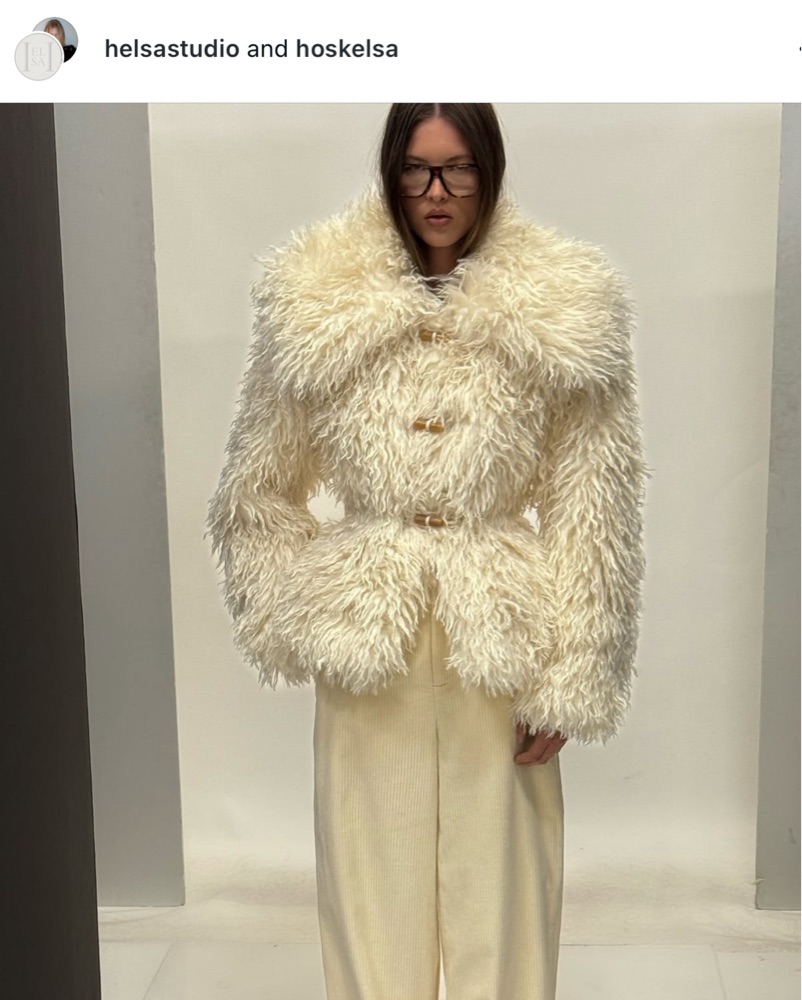 Helsa Dramatic Collar Fur Coat by Helsa - Pickle