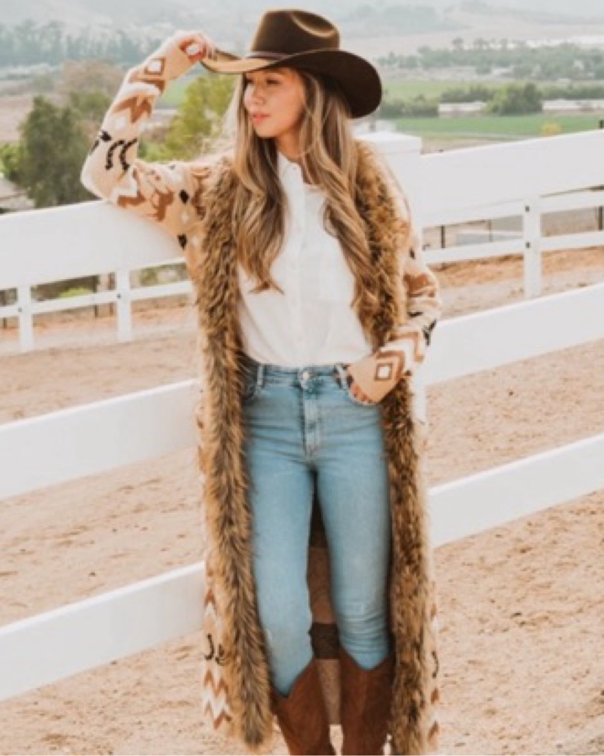 SMYM Western Fur Cardigan by Show Me Your Mumu - Pickle