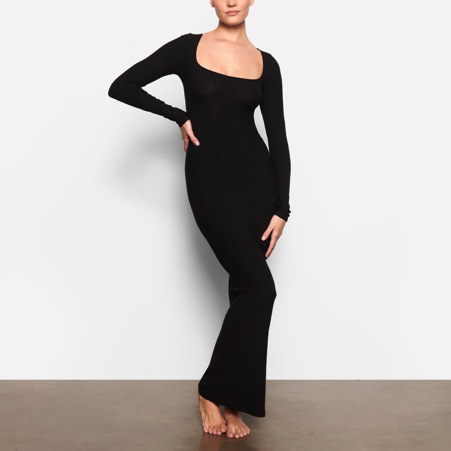 SKIMS ロングワンピース ブラック XXS スキムズ Skims Black Long Sleeve Maxi Dress by Skims - Pickle