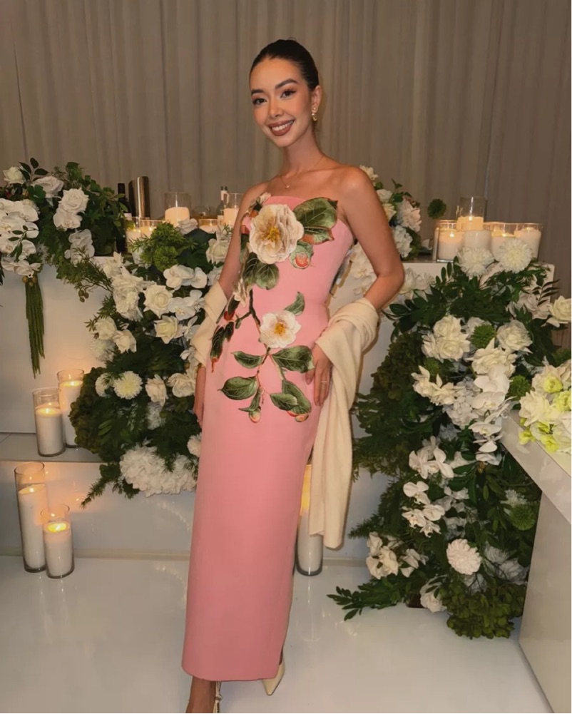 Leo Lin Rayna Pink Floral Gown XS by Leo Lin - Pickle