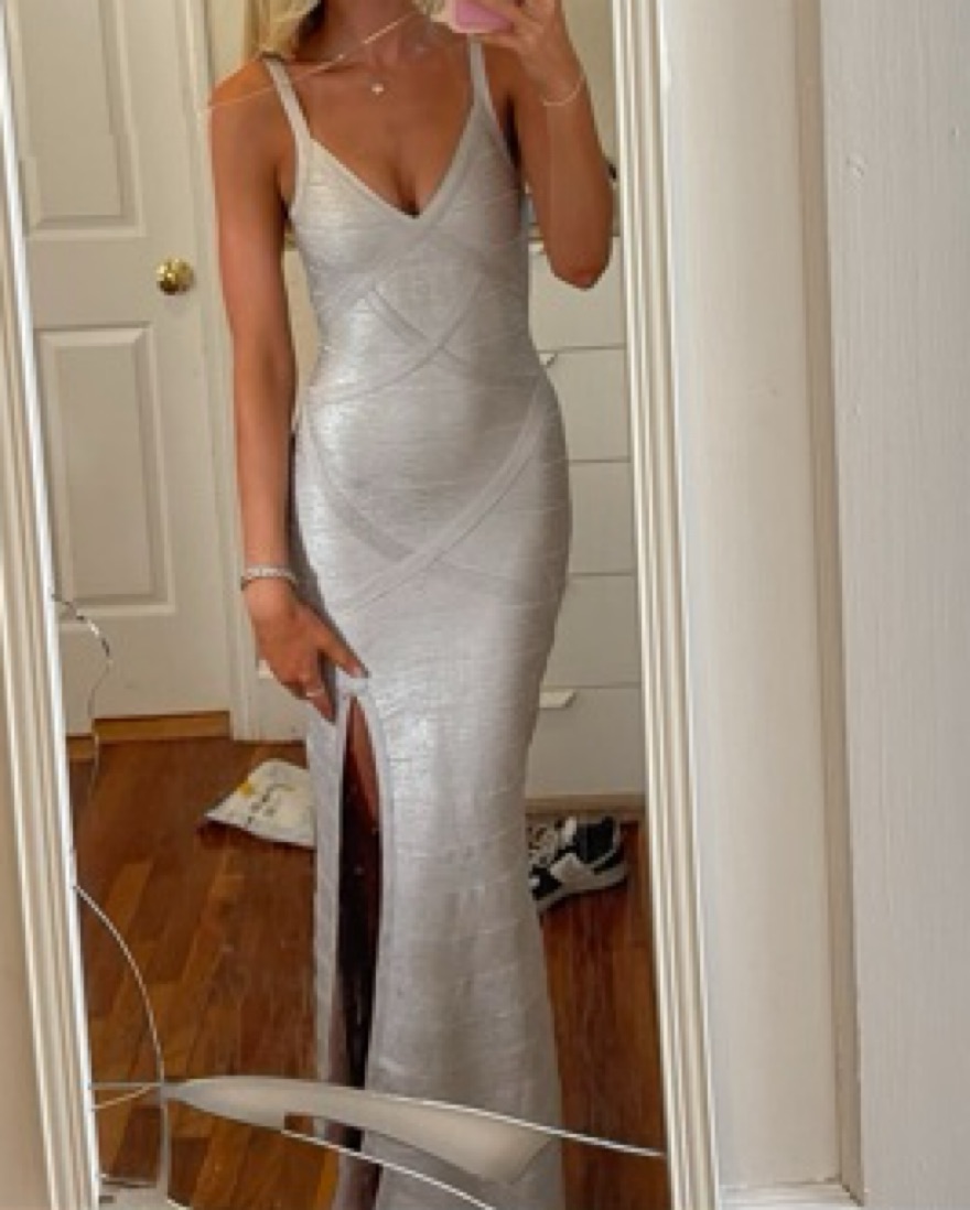 Herve Leger Silver Bandage Dress by Herve Leger - Pickle