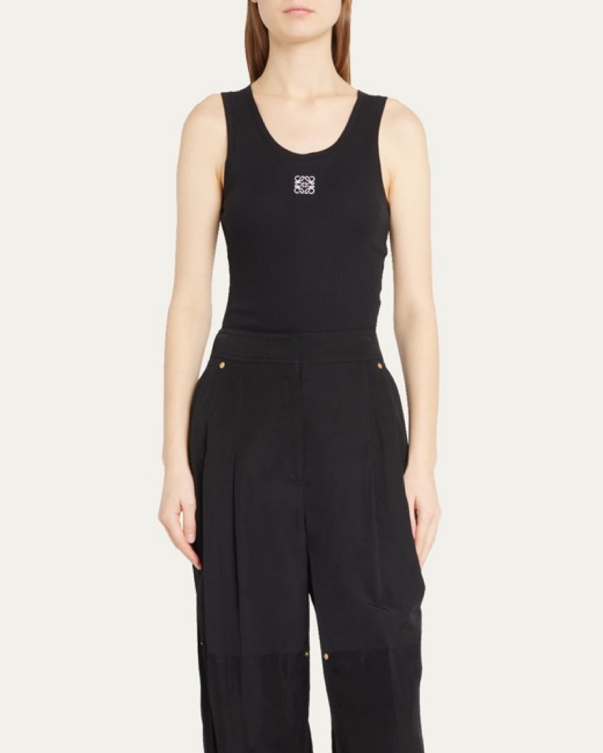 Loewe 'Anagram-Embroidered Rib Tank Top' by Loewe - Pickle