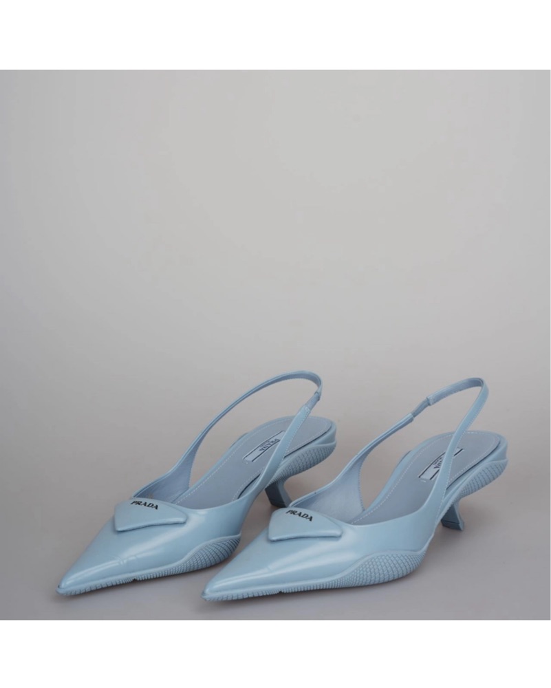 Prada Blue Leather Slingback Pumps by Prada - Pickle