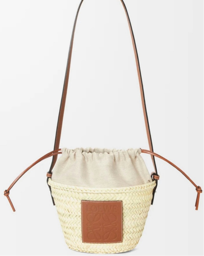 Loewe Drawstring Raffia Bucket Bag by Loewe - Pickle